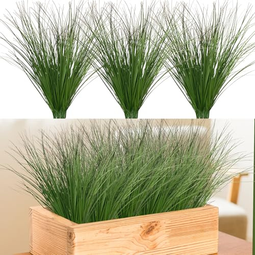 Ttranewsoo 24PCS Artificial Wheat Grass, Dark Green, 17 x 3.14, Minimalist Rustic/Natural/Farmhouse Style, Perfect for Indoor/Outdoor Decor