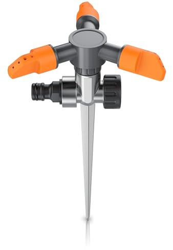 Brandson - Rasensprinkler 3 Fach - mit Erdspieß – Rasensprenger 360 Grad 3/4 Zoll - Viereckregner Flächenregner Sprühregner -Einstellbarer Winkel 45° - 90° - Reichweite bis zu 14m