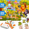 QUOKKA Riddle Jigsaw Puzzles For 3 4 Year Olds - 70 Pcs Kids Search And Find Puzzles Age 5-8 - Educational Toys For 3 4 yo - 20 Illustrated Guessing Cards With Africa Animals - Boys & Girls Gift
