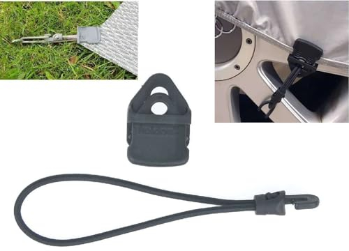 Paccs 20 Stück Holdon Planenclips MINI Schwarz + 18 cm Ø 4 mm Spanngummi Spannfix - Planenspanner mit Bungee Gummi