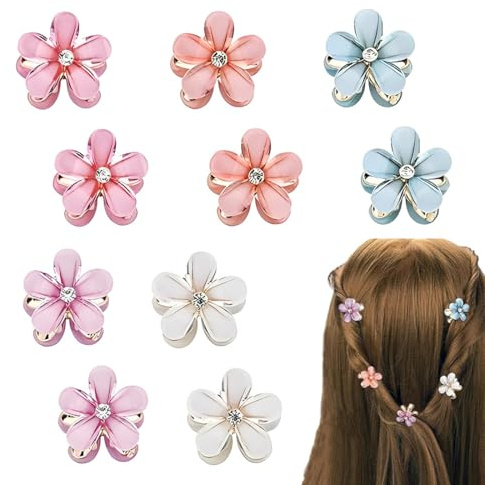 RUAVOEY Juego de 10 Pinzas para el Cabello con Perlas y Flores, Mini Pinzas para el Cabello para Mujeres y Niñas, Accesorios para el Cabello Elegantes, Mini Pinzas para el Cabello con Perlas, Ideales