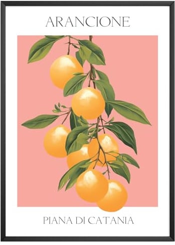 MJ-GRAPHICS® Poster Orange Bilder Zitrusfrüchte Obst Kunstdruck Küche Bild Orange A2 Küchenbilder Wohnzimmer Poster Wandbilder Wohnzimmer Bauernhof Gartendekoration Küche Esszimmer - ohne Rahmen