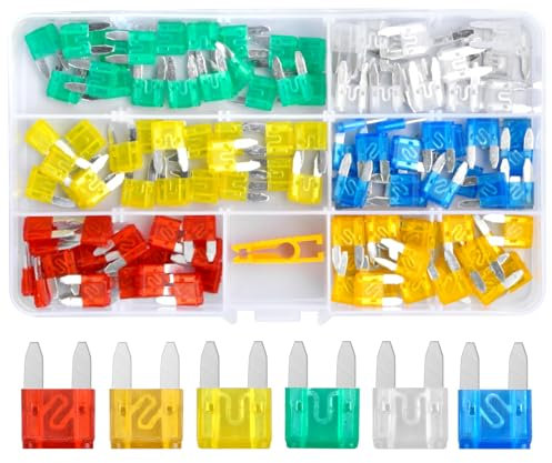 120 Pcs Fusibles de Cuchilla Estándar para Coche, Mini Fusibles de Coche Surtidos, Juego de Fusibles para Automóvil, Fusibles de Coche con Extractor, Fusibles de Aleación de Zinc para Automóvil