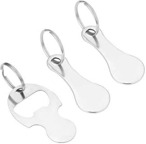 3 Piezas Chip De Carrito,Carrito De La Compra De Acero Inoxidable Llave,Carrito De La Compra De Metal Chip,Llave del Carro De La Compra,Extractores De Carro De La Compra, Artilugios Prácticos