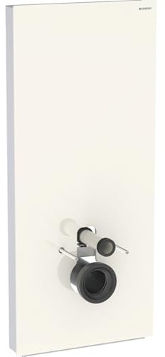 Geberit Monolith PLUS Sanitärmodul für Wand-WC, 114cm, Wasseranschluss hinten mittig, mit Anschlussstutzen, Farbe: Glas sand-grau/Aluminium