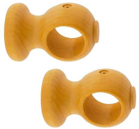 GIRASOLE HOME Kurze Halterung 75 mm aus Holz für Stangen mit einem Durchmesser von bis zu 28 mm, 2 Stück (Natur)