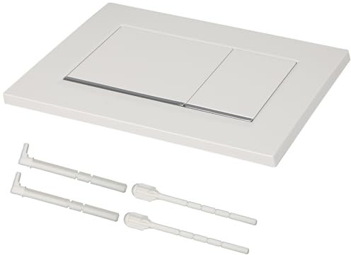 Betätigungsplatte drückerplatte Chrom Kunststoff WC spülkasten ersatzteile modell kompatibel mit GEBERIT SIGMA 30, für 2-Mengen Spülungen (matt weiß mit silber rand)