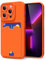 oakxco for iPhone 13 Pro Case with Card Holder, Cute Silicone Wallet Phone Case with Credit Card Slot, Soft Rubber Thin Slim Purse for Women Men with Shockproof Camera Cover Protection, Neon Orange