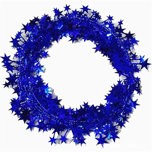 GreatRise 2 Stück 7.5 Meter Stern Girlande Folien Sterne Lametta Glitzer Draht Weihnachten Sterngirlande Hängende Deko für Hochzeit Geburtstag Festliche Party Verzierung Geschenk Deko Blau