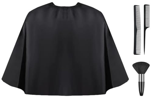LOPHE Coupe de Cheveux Coiffure Cape, Attache Auto Coupe de Cheveux Cape avec Brosse Plumeau de Cou et un Peigne, Capes de Coiffeur de Salon Courte pour Coupe de Cheveux de Salon de Coiffure