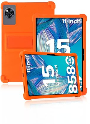 Protective cover for DOOGEE U11 11 inch Tablet,Soft Silicone Tablet Case with Anti-Slip Stand,Shockproof and Drop-Resistant,Orange