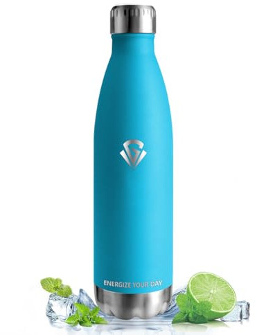 Vikastar Gourde Isotherme, 0.75L sans BPA, Bouteille Isotherme, Réutilisable, Gourde Inox, Anti-Fuite, Thermos pour Enfant, Adulte, École, Sport, Gym, Bleu Ciel