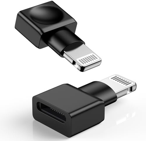 [Apple MFi Certified] iPhone Charger Extender Adapter, Lightning Male to Lightning Female Extender Adapter Dock for iPhone 14 13 12 11 Pro Max XS XR X 8 7, Support Charging and Data Sync, 2 Pack Black