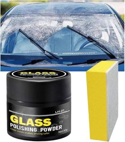 Glaskratzer Entferner, Glas Polierpulver, Glas Wiederherstellung und Reparatur Set, Fahrzeug Windschutzscheibe Remover Schwamms, Auto Windschutzscheiben Kratzer Entferner (1)