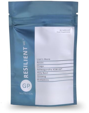 GP Nutrition ResilientMe™ Ashwagandha & Mushroom Capsules, 28 Days | KSM-66® ashwagandha with lion’s mane and reishi in a vegan, gluten-free once-daily capsule for everyday wellbeing.
