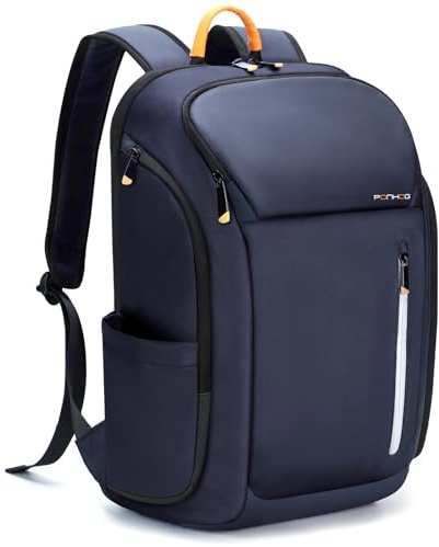 Ponhog Zaino da uomo – grande per computer portatile da 18 pollici, con anti furto, impermeabile, per Weekender affari, lavoro, viaggi, blu navy