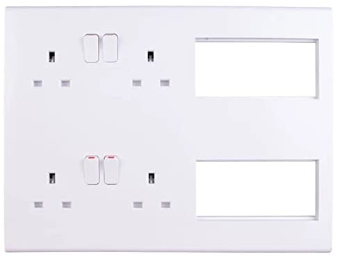 Deta S1985 Multimedia Lounge Plate with 4 x 13A Sockets + 8 Euromodule Spaces Includes DB184 Flush Steel Back Box