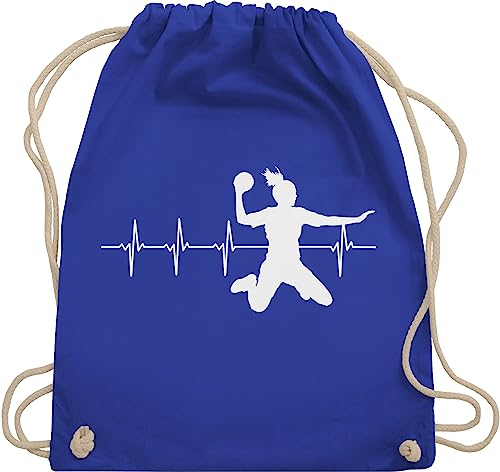 Turnbeutel Rucksack - WM 2023 Trikot Ersatz - Handball Herzschlag für Damen - Unisize - Royalblau - turn beutel handballer geschenk stoffbeutel baumwolle sport turnsackerl 25. geburtstag