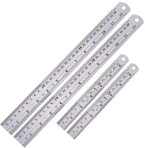 SACONELL 4 Stück Edelstahl Lineal, 15 cm + 30 cm, Metall Lineal Metrisches Stahllineal, perfekte gerade Kante für einfache Messungen, strapazierfähig, 100% Edelstahl