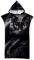 Treer Badeponcho Strandtuch Erwachsene, Handtuch mit Kapuze Poncho Strand Strandtücher Schnelltrockend Bademantel Badetuch Duschtücher für Herren Damen (75x110cm,Schwarze Katze)