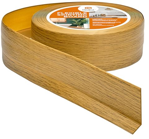 Quest Plinthe Souple Autoadhésive 50 x 20 mm Décorative - Beige, 10 m | Bande de finition flexible, anti-salissures, facile à nettoyer, pour salon, cuisine, salle de bain & locaux techniques