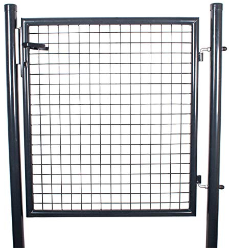 Puerta de jardín para puerta de patio, galvanizada y pulverizada, juego completo (100 x 100 cm, RAL7016), color antracita