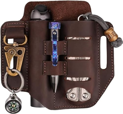 VIPERADE PJ13 Plus - Funda de Piel para Cinturones, Herramientas EDC y Organizador de Herramientas, para Guardar múltiples Herramientas, linternas, navajas, alicates, bolígrafos, etc. con Llavero
