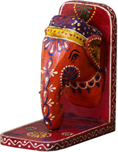 GURU SHOP Buchstützte Elefant - Orange, 15x14x8 cm