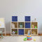 Aufbewahrungskörbe Set 6 Faltbarer Aufbewahrungswürfel Aufbewahrungskörben aus Stoff mit Griff für Schlafzimmer Heimbüro Zusammenklappbarer Organizer 26 x 26 x 27 cm (Navy Blau)