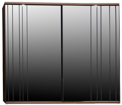 Casa Padrino Luxus Schlafzimmerschrank Braun 278 x 65 x H. 228 cm - Moderner Massivholz Kleiderschrank mit 2 verspiegelten Schiebetüren - Luxus Schlafzimmer Möbel