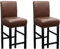BXFUL Kunstleder Bar Stuhlhussen, Stretch Abnehmbarer waschbarer Stuhl Schonbezug für Short Swivel Dining Chair Rückenlehne Barhocker Stuhl mit Lehne (2 Pcs,Braun)