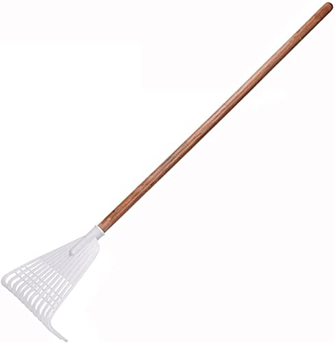 QIANMEI Harrow garden rake fold up rake Garden Rake for Lawn|12 Tines Plastic Fan Leaf Rake with Wood Handle|Professional Gardening Tool