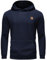 YuKaiChen Felpa da uomo con cappuccio casual a maniche lunghe, con coulisse, jacquard, con interno in pile, Blu marino, S