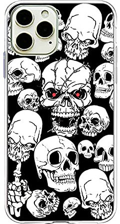 Halloween Mobile Phone Case Compatible with Apple iPhone 13 Mini Case Transparent [Shockproof] Soft Silicone [Scratch-Resistant] TPU Bumper Ultra Thin Skull Flower Pattern Transparent Protective Case