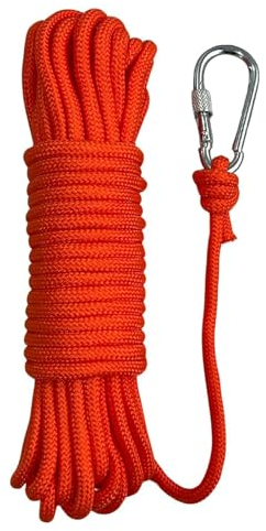 BeGrit Cuerda Flotante de Agua Anclaje 5M 6mm Amarre multifunción línea de Remolque Duradera con Mosquetón Bloqueo de Seguridad Naranja para Barco Kayak Camping Senderismo Wakeboard Pesca