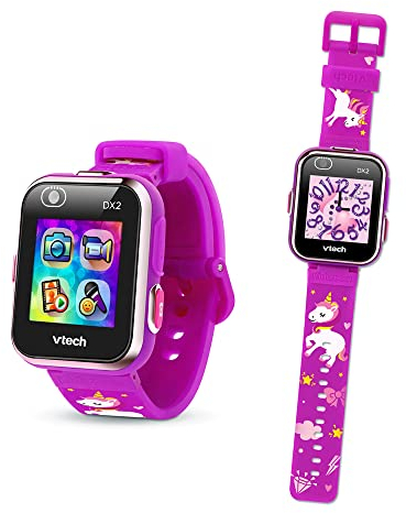 VTech - KidiZoom SmartWatch DX2 Fuchsia Licorne, Montre Digitale Enfant, Photo, Selfie, Vidéo, Écran Tactile Vertical, Jouet High-Tech, Cadeau Enfant et Ado de 5 Ans à 13 Ans - Contenu en Français
