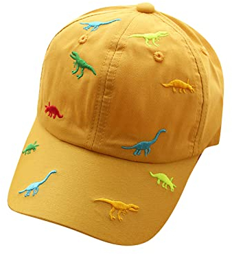 SoonerQuicker Cap Kinder Jungen Mädchen Dino Sonnenhut Blumen Tiere Verstellbar Basecap Schirmmütze Baby Junge Cappy Mütze Sommer, A Gelb, Einheitsgröße
