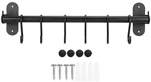 HERCHR Support à casseroles, rail de support suspendu pour casseroles et poêles de 40 cm/15,74 pouces avec 6 crochets, support de barre de pot mural, organisateur de support d'ustensiles de cuisine