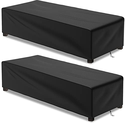 Bonna Gartenliege Abdeckung mit verstellbarem Kordelzug, Wasserdicht, UV-Beständiges, reißfest, Schwerlast 500D Oxford Sonnenliege Abdeckung, schutzhülle für Gartenliege 200 x 68 x 30cm - Schwarz (2)