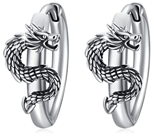 Drachen Ohrringe 925 Sterling Silber Drachen Creolen Ohrringe Tiere Ohrringe Drachen Schmuck für Unisex Herren Mädchen Damen Teenager Geschenk