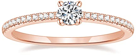 Titaniumcentral Vorsteckring Damen Eternity Ringe Schmal Rund Zirkonia Verlobungsringe Eheringe Versprechen Ring (Rosegold,52 (16.6)