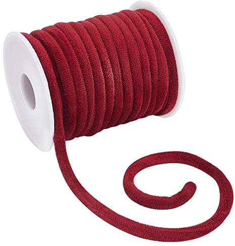OLYCRAFT 11 Yards 8mm Red Velvet Cord String Soft Velvet Ribbon Velvet Round Choker Cord Velvet Craft Thread Cord Trim with Spool for Choker Necklace Jewelry Making Sewing Accessories