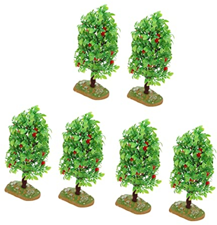 ORFOFE 6 STK Obstbaum-Modell Obstbäume Gefälschter Obstbaum Gartendekorationen Mini-bäume Zum Basteln Desktop-Mini-Baum Dekorative Kiefer Mini-baumpflanze Grün Plastik Baumform Kind