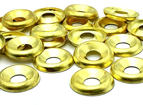 30 x Screw cup washers 10g brass plated16mm pressed countersunk screw washer