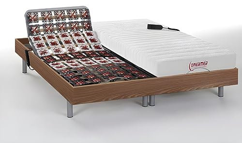 Vente-unique DREAMEA Matratzen elektrischer Lattenrost 2er-Set Latex - 1 Zone - 2X 80 x 200 cm - Helle Naturfarben - Ether