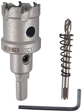 WELDINGER Lochsäge Hartmetall 30 mm für Stahl Edelstahl NE-Metall Guss mit Zentrierbohrer Auswurffeder Montageschlüssel (Bohrkrone)