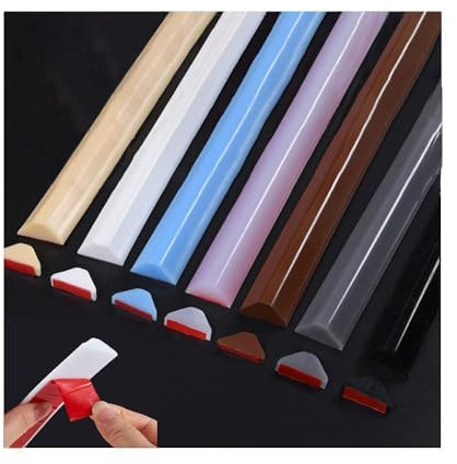 Self-Adhesive Silicone Wet Room Floor Barrier,Bath Dam Seal Trim,Shower Threshold Water Barrir,Dam Bathwater Barrier,Shower Tray Sealing Strip for Kitchen,Bathroom (White 2m)