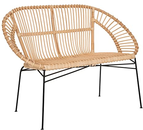 Atmosphera - Sitzbank Keko 2-Sitzer - Rattan und Metall - Naturholz