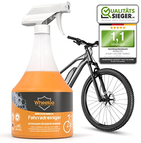 WHEELOO 1L Fahrradreiniger Ebike für alle Oberflächen & Kette I Made in Germany I Premium Reiniger für Fahrrad I Pflegemittel biologisch abbaubar I Fahrradpflege Sprühflasche