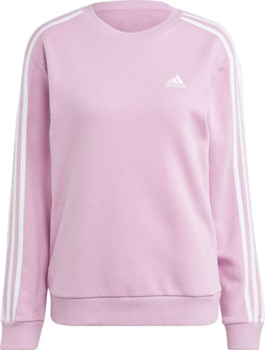 adidas Damen Essentials 3-Stripes Fleece Sweatshirt, Bliss Lilac/White, L